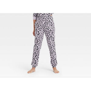 NEW Colie Women's Leopard Print Fleece Lounge Jogger Pant With Pockets Medium